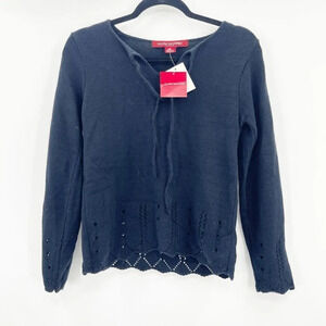 NWT Gloria Vanderbilt‎ Eyelet Hem Long Sleeve Knit Top Women's Size PS